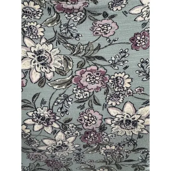 J.Jill Size XL Long Sleeve w/ stretch Blue Floral Print Knit Blouse - Picture 4 of 8